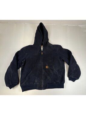 Vintage Carhartt Men L Regular J130 MDT Quilted Lined Hooded Jacket Coat Navy